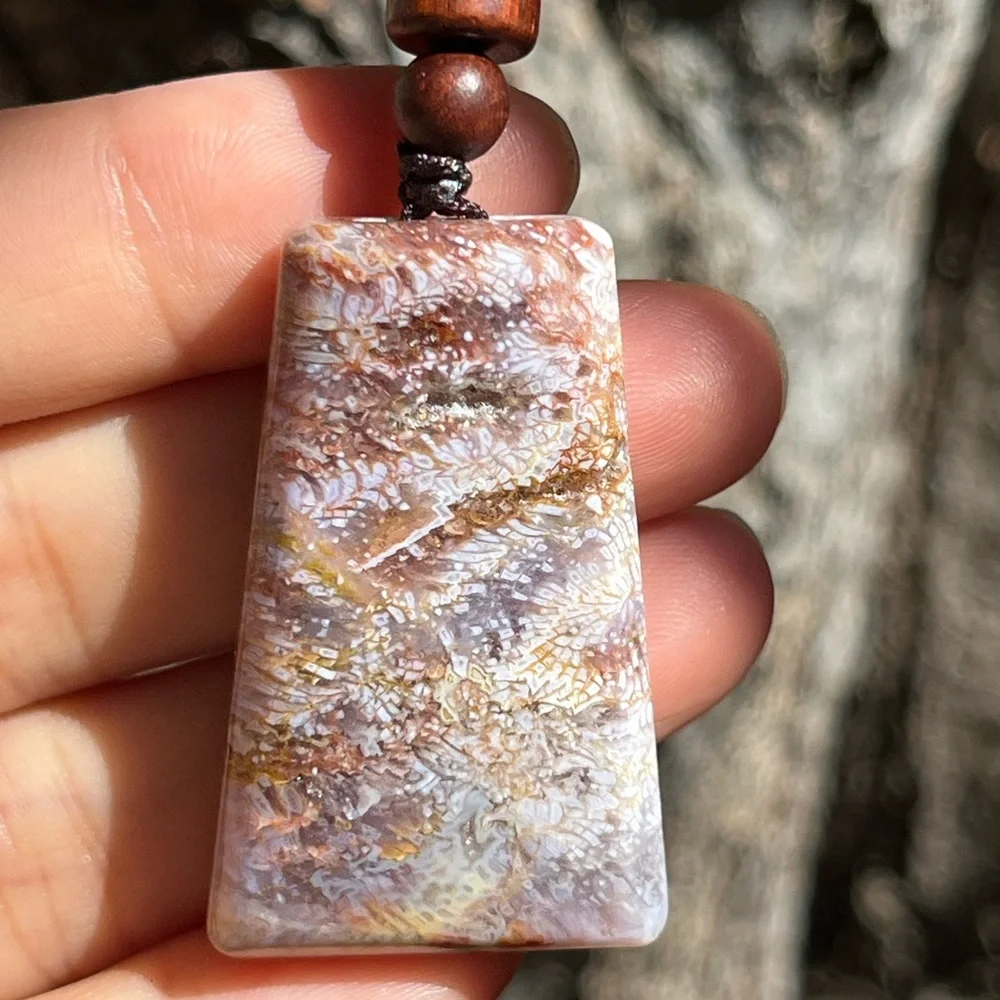 Trapezoid colorful coral jade adjustable‎ cord necklace